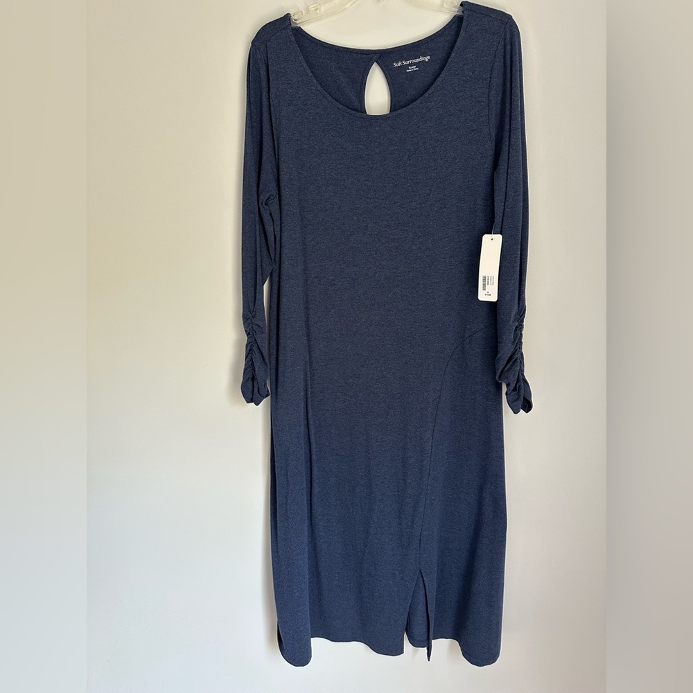 Soft Surroundings Midnight Blue Long Sleeve Dress